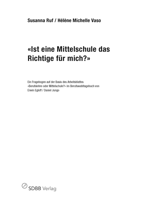 TEST Fragebogen 'Ist eine Mittelschule das Richtige für mich?'