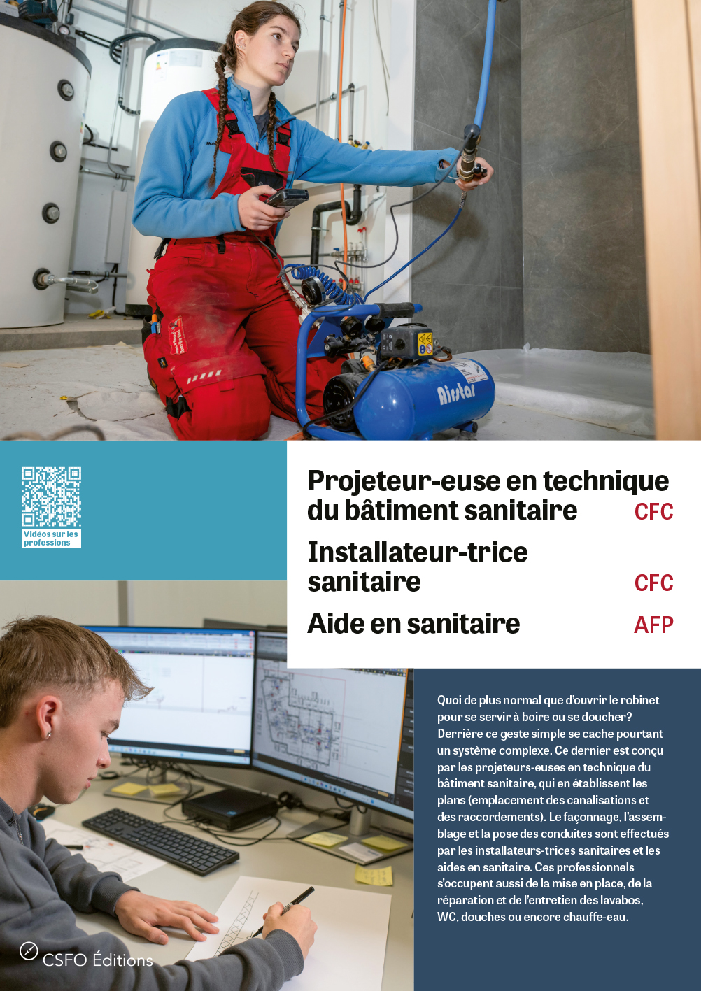 TEST Projeteur/euse en technique du bâtiment sanitaire, Installateur/trice sanitaire, Aide en sanitaire