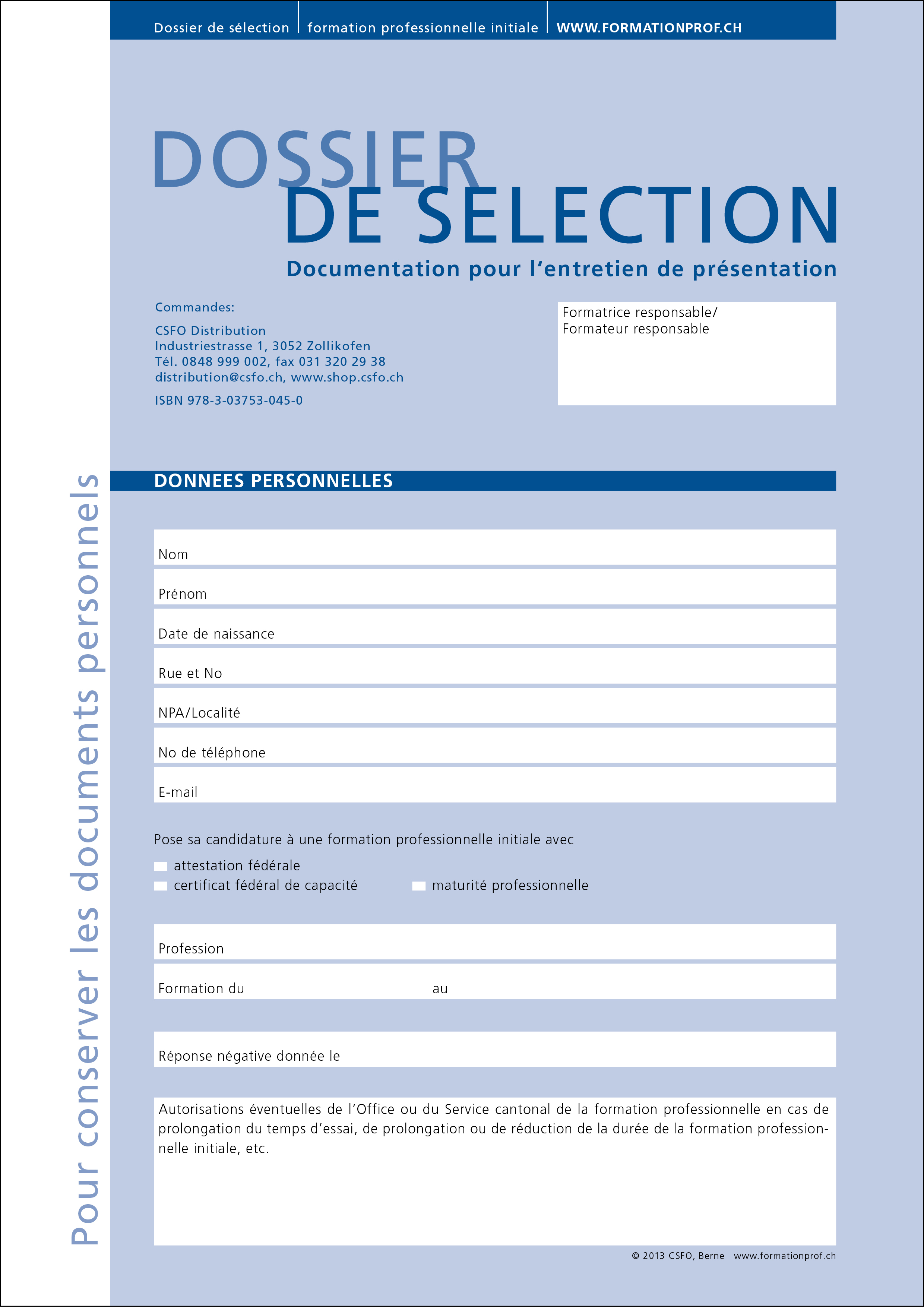 TEST Dossier de sélection - Documentation pour l'entretien de présentation