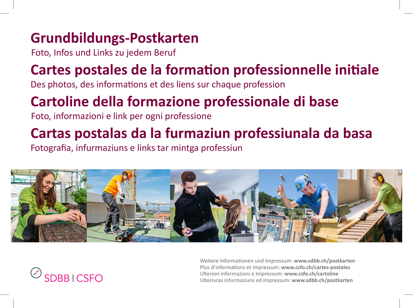 TEST Cartoline della formazione professionale di base – set completo